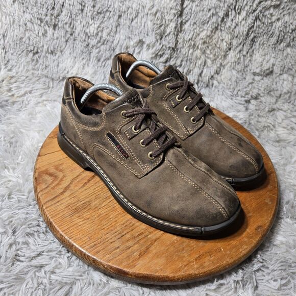 Y2K Ecco Mens Size 8/8.5 EU 42 Fusion Bicycle Leather Shock Support Walking Shoe - Picture 1 of 10